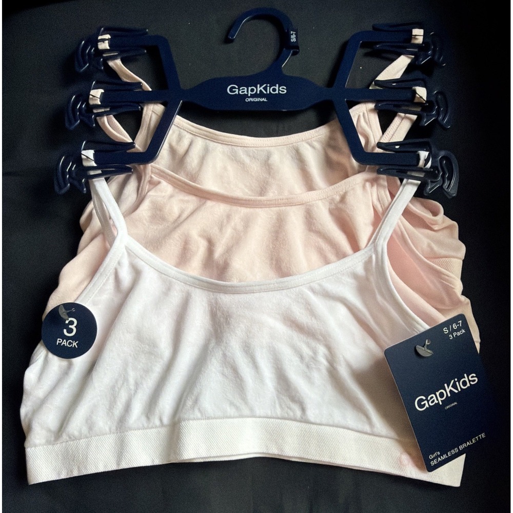 GapKids Girls Seamless Bralette 3 Pack Pink White Coral Size Small Size 6-7 NEW